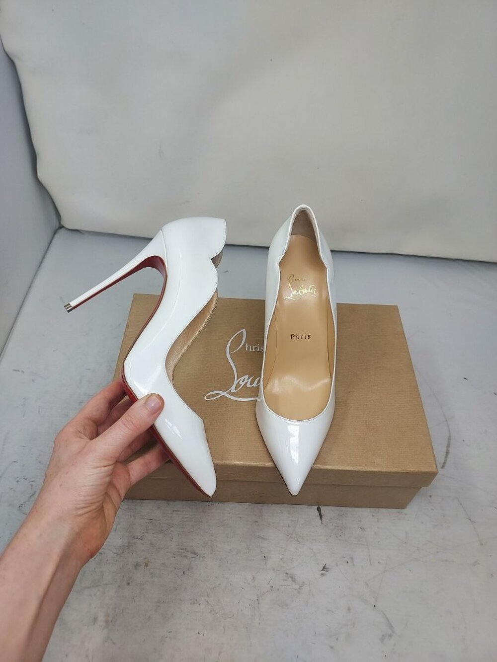 Christian Louboutin Hot Chick White Patent Bridal Wedding Heel Pump